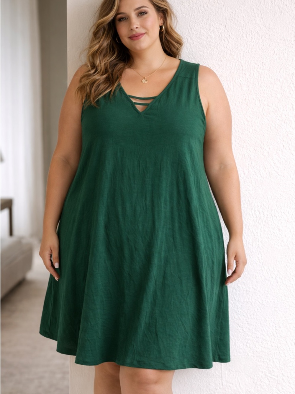 Maurices Forest Green Sleeveless Shift T-Shirt Mini Dress Summer Beachy